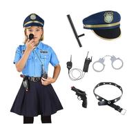 Whyzsjnclg Costume da poliziotto per ragazze, costume da poliziotto per bambini per ragazze uniforme gonna set uniforme da con accessorio giocattolo vestito cosplay vestire L, bambini