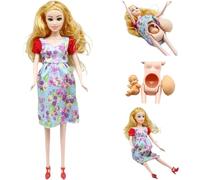 Whyzsjnclg Famiglia di case delle bambole, bambola incinta, 11, 8 Giocattolo per mamma incinta con bambino Gomma creativa con un bambino nella pancia per bambini
