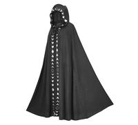 Whyzsjnclg Mantello da Mago, 58 Pollici Mantello Lungo con Cappuccio a Tesa Floreale di Halloween Medievale Rinascimentale con Coulisse per Adulti, per Abito Gotico in Maschera di Natale, Nero