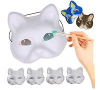 Whyzsjnclg Maschera per gatti da 5 pezzi con rete per gli occhi da dipingere 7x7x3 pollici per la festa di cosplay di Halloween