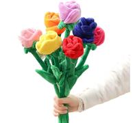 Whyzsjnclg Rosa Peluche, Fiori Peluche, 7 Pezzi da 12 Pollici Morbidi gravi Cartone Animato Bouquet di Fiori Artificiale per Il Matrimonio Femminile per la Mamma Femminile