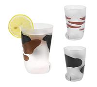 Whyzsjnclg Tazza in vetro con di gatto, tazza con di gatto 300 ml in vetro carino resistente al calore per latte opaca per colazione per compleanno 3 pezzi, latte per colazione