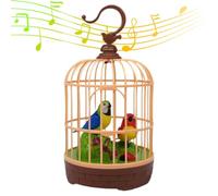 Whyzsjnclg Uccelli Giocattolo per Bambini Che cantano e muovono Uccelli parlanti realistici con Luce in Gabbia Divertimento ad attivazione vocale per scrivania in Camera, Giocattoli per Bambini