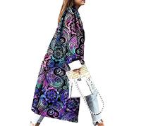 WHZXYDN, Autunno e Inverno Moda Colore Abbinato Bavero Stampa Digitale Giacca Cappotto di Lana Double Face Donna, M