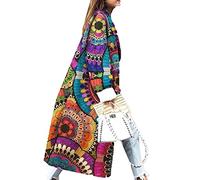 WHZXYDN, Autunno e Inverno Moda Colore Abbinato Bavero Stampa Digitale Giacca Cappotto di Lana Double Face Donna, L