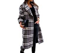 WHZXYDN Cappotto di Lana con Bottoni A Bavero con Risvolto di Media Lunghezza in Stile Scozzese Nuovo Autunno E Inverno
