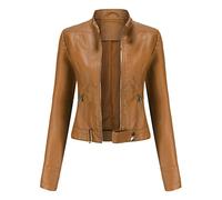 WHZXYDN Giacca Corta in Pelle da Donna Nuova Giacca con Colletto Rialzato Primavera E Autunno Taglia Europea