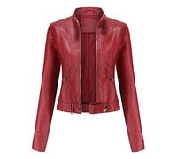 WHZXYDN Giacca Corta in Pelle da Donna Nuova Giacca con Colletto Rialzato Primavera E Autunno Taglia Europea
