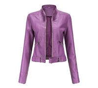 WHZXYDN Giacca Corta in Pelle da Donna Nuova Giacca con Colletto Rialzato Primavera E Autunno Taglia Europea