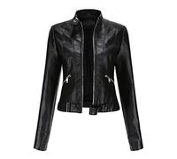 WHZXYDN Giacca Corta in Pelle da Donna Nuova Giacca con Colletto Rialzato Primavera E Autunno Taglia Europea
