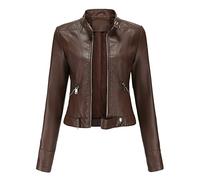 WHZXYDN Giacca Corta in Pelle da Donna Nuova Giacca con Colletto Rialzato Primavera E Autunno Taglia Europea
