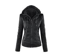 WHZXYDN Giacca in Pelle PU a Maniche Lunghe per Donna - Corta, Stile Motociclista