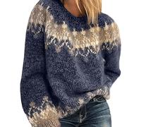 WHZXYDN Maglione da Donna in Jacquard Lavorato A Maglia Grossa in Mohair Allentato Casual da Donna Autunno E Inverno Nuovo Stile