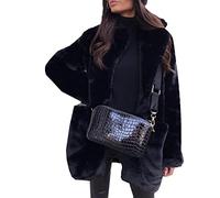WHZXYDN Temperamento Pendolare Manica Lunga Colletto con Risvolto Giacca in Pelliccia Sintetica Tinta Unita Caldo Cappotto Sottile Pelliccia delle Donne