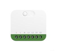 Wi-Fi Smart Switch 2 canali 16A per MINI, modulo di controllo Wi-Fi opaco con telecomando, design compatto per prese standard, bianco