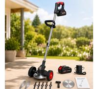 WIANQIAN Decespugliatore a Batteria 21 V con Ruote e Asta Telescopica Black-5-CellBattery