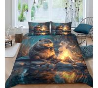 WIASVZMCI Beaver by fireSet Di Copripiumino morbida microfibra 3 pezzi motivo 3D con cerniera Nature woodland scene copripiumino incluso federe aiosa ultra morbido for ragazze Single（135x200cm）