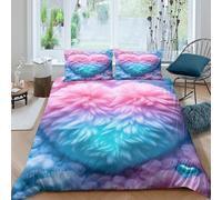 WIASVZMCI cute heart designSet Di Copripiumino morbida 3 Pezzi stampa 3D con cerniera pastel soft aesthetic copripiumino incluso federe aiosa for bambini adulti ragazzi King（220x240cm）