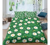 WIASVZMCI DaisyFlowerPatternSet Di Copripiumino ultra microfibra 3 pezzi motivo 3D con cerniera NatureBotanicalStyle copripiumino incluso federe aiosa ultra morbido for coppie Super king（260x220cm）