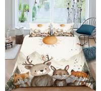 WIASVZMCI Forest animalsSet Di Copripiumino morbida 3 Pezzi stampa 3D cerniera nascosta Cute cartoon style copripiumino con federe traspirante for bambini adulti ragazzi Super king（260x220cm）