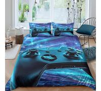 WIASVZMCI Gaming ControllerSet Di Copripiumino morbida microfibra 3 pezzi motivo 3D con cerniera Modern Digital copripiumino con federe soffice ultra morbido for coppie Double（200x200cm）