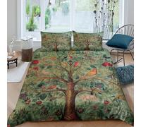 WIASVZMCI Nature Tree artSet Di Copripiumino microfibra 3 Pezzi stampa 3D con cerniera Botanical illust copripiumino con federa traspirante ultra morbido e traspirante for bambini Single（135x200cm）