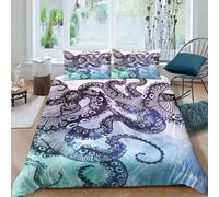 WIASVZMCI Octopus artSet Di Copripiumino morbida microfibra 3 pezzi motivo 3D con cerniera Abstract ink style copripiumino con federe traspirante ultra morbido for ragazze King（220x240cm）