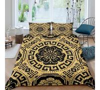 WIASVZMCI Ornate floralSet Di Copripiumino morbida Set di 3 Pezzi stampa di 3D con cerniera Luxury geometric pattern copripiumino con federa traspirante for bambini adulti ragazzi Double（200x200cm）