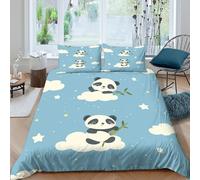 WIASVZMCI Panda on cloudcopripiumino microfibra Set di 3 Pezzi stampa di 3D con cerniera Cute cartoon style Set Di Copripiumino incluso federe per cuscini aiosa for adulti Super king（260x220cm）