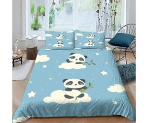 WIASVZMCI Panda on cloudcopripiumino microfibra Set di 3 Pezzi stampa di 3D con cerniera Cute cartoon style Set Di Copripiumino incluso federe per cuscini aiosa for adulti Super king（260x220cm）