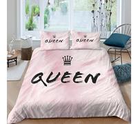 WIASVZMCI QueenLogoSet Di Copripiumino morbida microfibra 3 Pezzi stampa 3D con cerniera ElegantFeminineStyle copripiumino incluso federe aiosa ultra morbido for ragazze King（220x240cm）