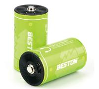 Wiby 2 Batterie Ricaricabili 1,5V Torcia D da 7400mWh e 4933mAh al Litio | Ricarica USB-C Rapida + Cavo 4-in-1 | Tensione Costante | BMS Integrato | Ultra-leggere