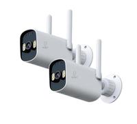 Wiby Telecamera Sicurezza 4MP Esterno Wi-Fi 2.4G e PoE 802.3af, Rilevamento Persone/Veicoli, IR 100ft/30m, Audio (microfono), IP65, H.264+, Compatibile con Alexa - Per NVR o con Micro SD (2 unità)