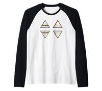 Wicca Simboli Elementi Terra Aria Fuoco Acqua Stregoneria Maglia con Maniche Raglan