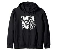 Wicca Wiccan Witch Way To The Party Divertente Gioco di Parole di Halloween Felpa con Cappuccio