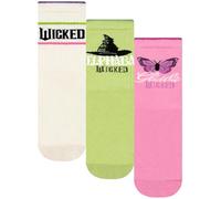 Wicked Calzini Bambina Confezione da 3, Multipack 3 Paia calze bambina Glinda ed Elphaba, Merchandising Ufficiale 36-40 cm