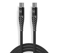Wicked Chili 1X USB C a USB-C Fast Charge Nylon Cable (3A/20V/60W) Cavo Tessile Premium con Spine di Metallo, Protezione Contro la Rottura del Cavo, Nero/Intrecciato/Flessibile/Robusto / 100 cm