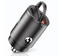 Wicked Chili 45W Tiny Caricabatterie per Auto, Caricatore Rapido Doppio Adattatore USB Accendisigari, Fast Charger per iPhone, iPad, Samsung, Huawei, Smartphone USB-C & A Adattatore Auto (12V)