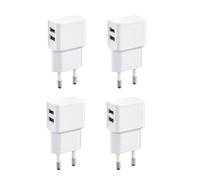 Wicked Chili 4x Caricabatterie doppio USB, alimentatore universale 90° per cellulari, orologi, powerbank, altoparlanti Bluetooth, doppio caricabatterie con adattatore di rete (2,4A, bianco)