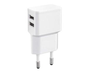 Wicked Chili Doppio Caricatore USB Compatibile con iPhone 11 PRO, Galaxy S20, Nota 10, A10, A20e, A40, A51, M30s, P Smart, P30, Xiaomi Redmi (Alimentatore Duo 2.4 A, 12W) Bianco