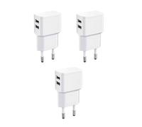 Wicked Chili Set da 3 caricatori USB doppi 12 W / 2400 mA Pro Series Alimentatore universale adatto per cellulari, orologi, powerbank e altoparlanti Bluetooth, doppio adattatore di rete (90°)