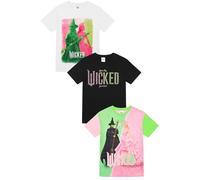 Wicked Confezione da 3 magliette da ragazza Glinda Elphaba Multipack per bambini, Multicolore, 14-15 Anni