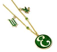 WICKED Elphaba - Collana con ciondolo a forma di icona "E", colore: verde e oro, One Size, Lega di zinco: 93% zinco + 3% rame + 4% alluminio, Senza pietre preziose