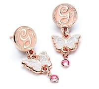 Wicked Glinda - Orecchini pendenti a forma di farfalla, colore: oro rosa, Misura unica, Nichel, Cadmio, Nessuna pietra preziosa