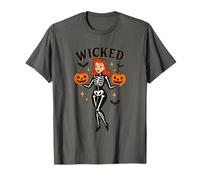 Wicked Skeleton Zucca Pipistrelli di Halloween Maglietta