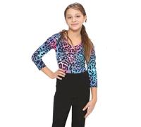 WickedFun Crazy Chick® - Body a maniche lunghe in microfibra elasticizzata, per bambine, con stampa leopardata, Multi leopardo., 7-8 Years