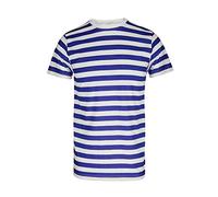 WickedFun® - Maglietta a maniche corte, da ragazzo, a righe, colore: Blu e Bianco Blu bianco 5-6 Anni