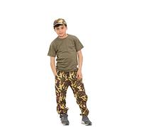 WickedFun® Pantaloni cargo mimetici per bambini, con elastico in vita, con tasche multiple, età 5-13 anni, Mimetico, 11-12 Anni