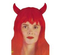 WickedFun® Parrucca da diavolo cornea rossa da donna, accessorio per Halloween e feste