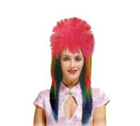 WickedFun® Parrucca da donna arcobaleno da donna, capelli lunghi ondulati per feste in maschera, multicolore